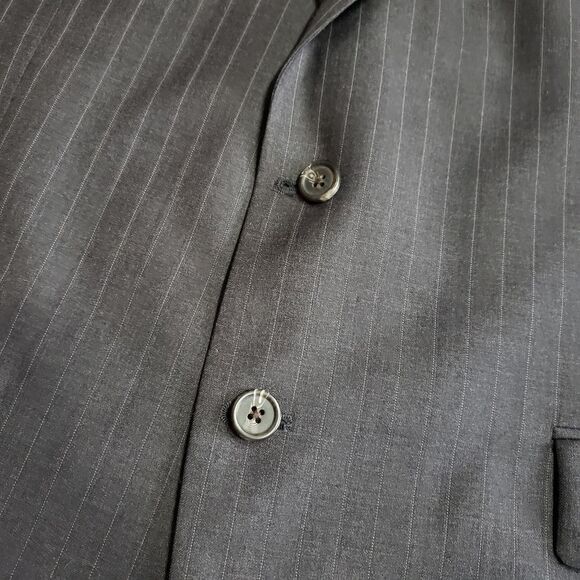 Lauren Ralph Lauren Gray Pinstriped Suit Jacket Sz 46R - Picture 5 of 16
